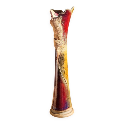 Glazed stoneware single-flower vase, signed Potelune, La Borne.