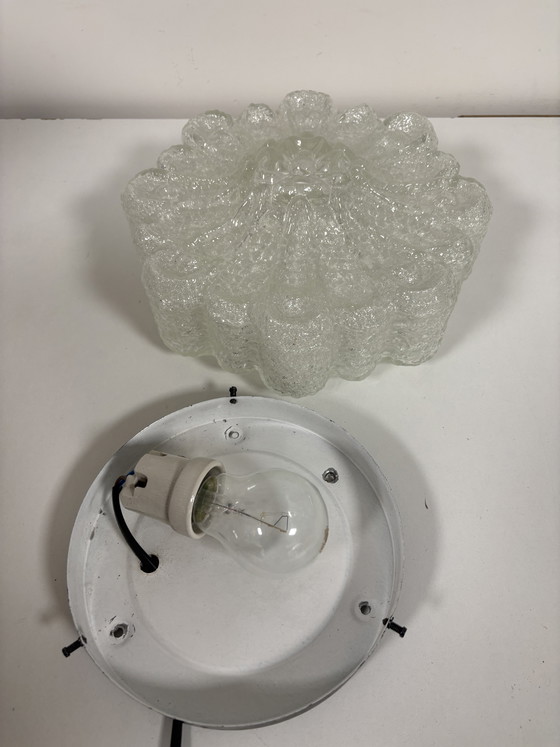 Image 1 of Vintage Ijsglas Plafonnière "Morgenstjerne" Iced Flower– West-Duitsland