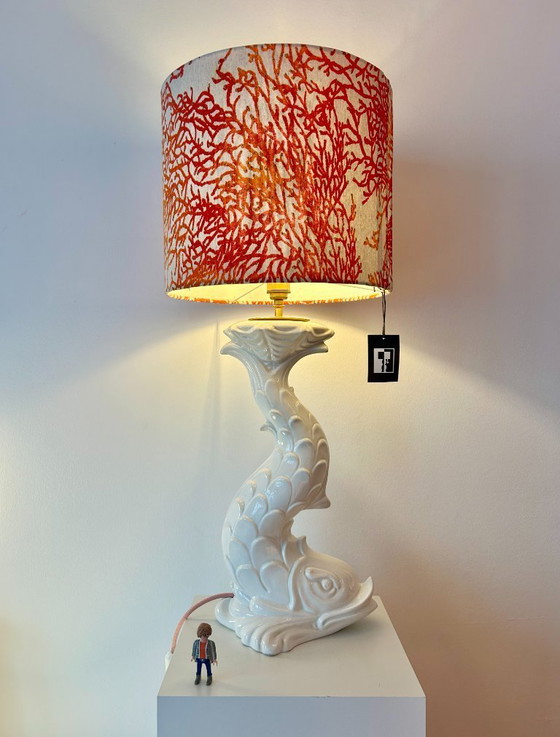 Image 1 of Italiaans Modern: Opvallende keramische lamp uit de jaren 60 uit Italië - volledig gerestaureerd - nieuwe lampenkap