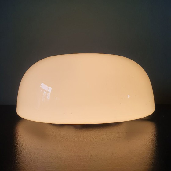 Super sleek Vintage opaline glass wall/ceiling lamp, Half moon,, Wall lights, Metal, Transparent (photo 10 of 20)