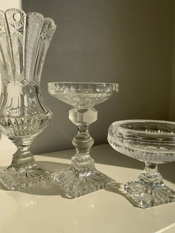 Image 1 of Raro set di 3 oggetti in cristallo di Boemia – Periodo storicista (circa 1880-1890)