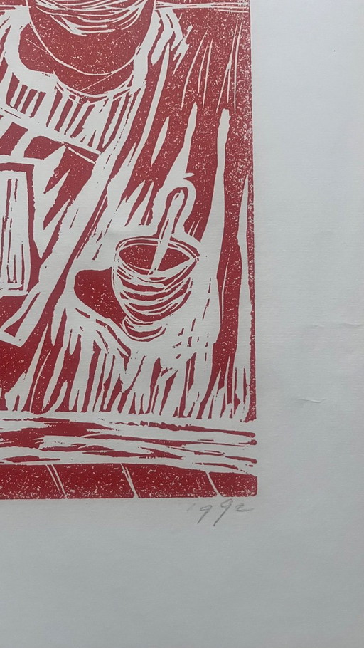 Expressive houtsnede van Thea van Doorn - zonder titel – lithos zeefdrukken, Paper (photo 2 of 5)