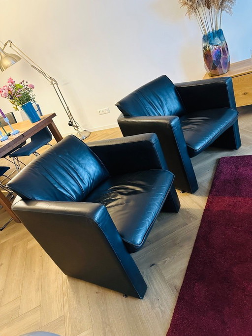 2x Luxus-Sessel Leolux Fabio, schwarzes Leder (Neupreis 1500 €+)