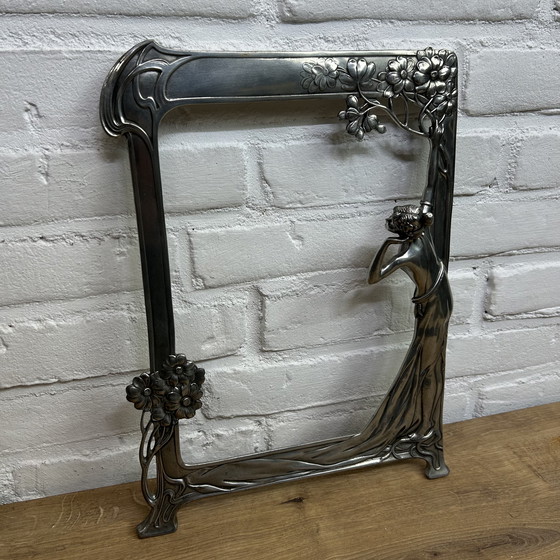 Image 1 of Miroir ancien Art Nouveau Jugendstil "Le premier coucou" Miroir Echo