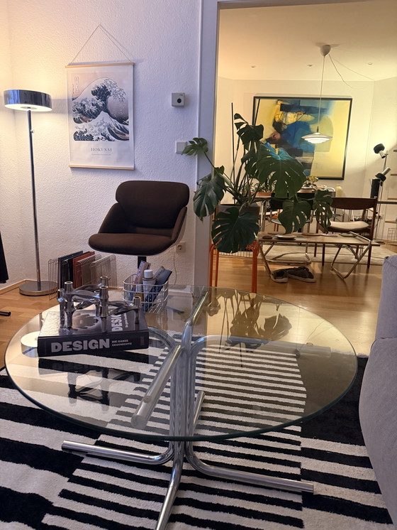 Image 1 of Tavolo cromato Giotto Stoppino Style Glas 1970