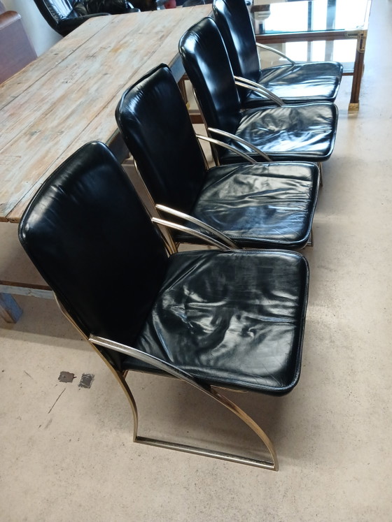 Vintage design dining chairs – Leather, Metal (photo 6 of 14)
