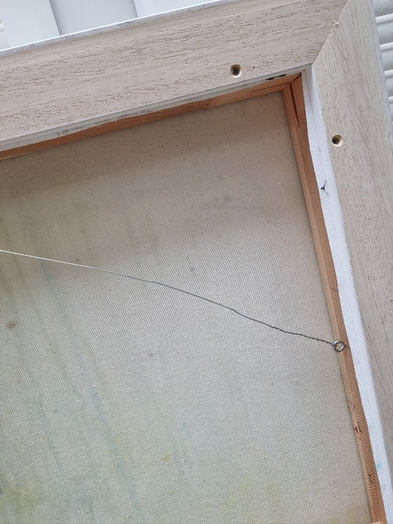 Image 1 of Frances Eckhardt - 80x90 cm pintura abstracta pintada a mano, arte moderno colorido azul verde amarillo