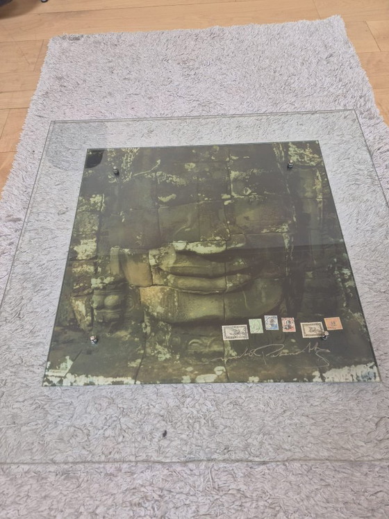 Rare Vintage Mixed-Media Wall Panel 'Bayon', Photography, Glass, Metal, Brown (photo 8 of 11)