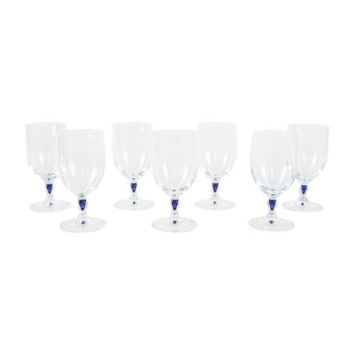 Servizio di bicchieri Venise Saphir, design francese, anni '70, prodotti da Cristal d'Arques