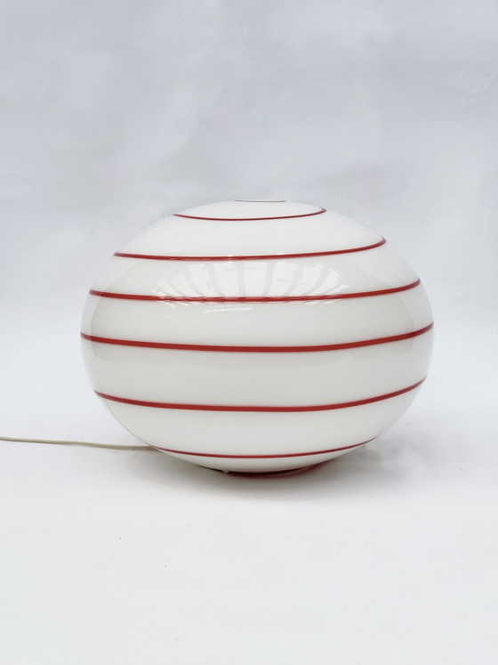 Image 1 of Lampe Vintage XL Ilu di Vetro Zebra Rouge Blanc Verre