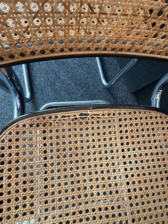 Image 1 of 6x - Originele Vintage Thonet Stoelen S 64 V - Marcel Breuer Met Armleuningen