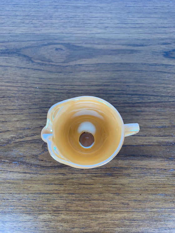 Image 1 of Lattiera Fire King USA, arancione perlato, vetro di latte vintage, 1950