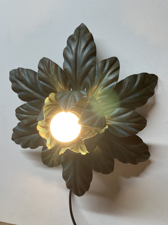 Image 1 of Lampe de plafond/applique murale vintage Fleur italienne Masca