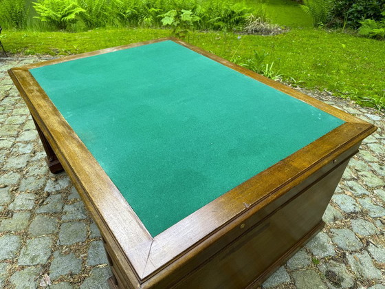 Image 1 of Scrivania da ministro/a per partner, 160x120 cm, mogano e rovere. 15 cassetti. Inglese.