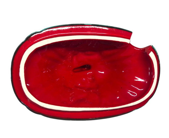 Image 1 of Large Vintage Red Ceramic Soup Tureen w Lid & Ladle Baroque Style Serving Bowl 38cm