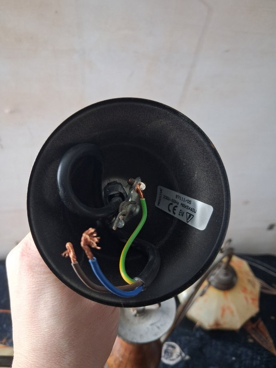 Image 1 of Lámpara de araña Art Déco con pantallas de cristal de uranio