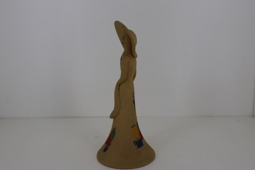 Vintage Keramiek Beeld Dame Met Hoed – Miró Stijl (29 cm) – beeldhouwkunst, Ceramic (photo 2 of 6)
