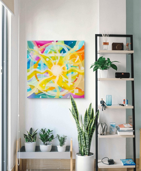 Image 1 of Peinture acrylique « Solaris » 100x100cm