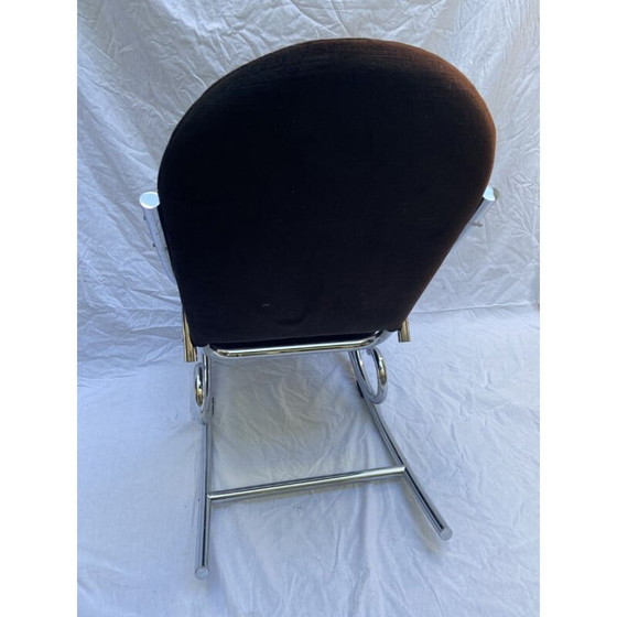 Image 1 of Vintage rocking chair velour marron, France 1975s