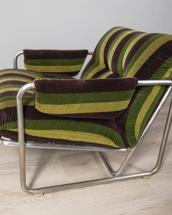 Image 1 of Pair of vintage 70s velvet armchairs designed by G. Faleschini for Mariani