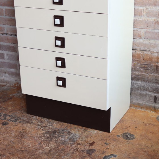 Image 1 of Vintage ladekast post modern space age bruine creme jaren 70