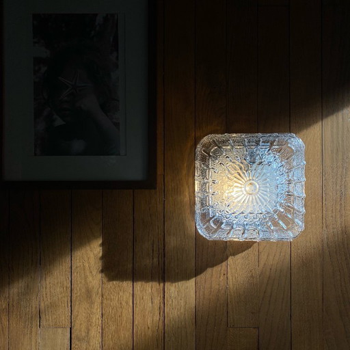 Applique da parete in vetro vintage, plafoniera quadrata, 20 cm