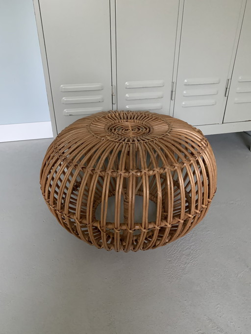 Vintage Wicker Pouf Franco Albini