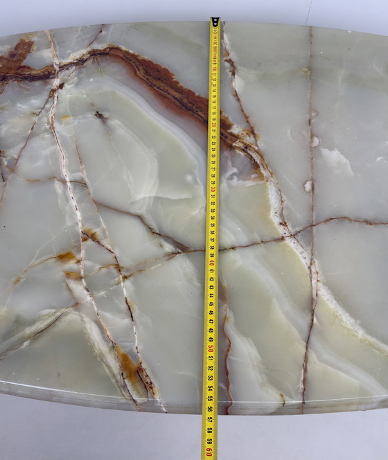 Image 1 of Tavolino da caffè vintage in pietra naturale, ottone e marmo onice