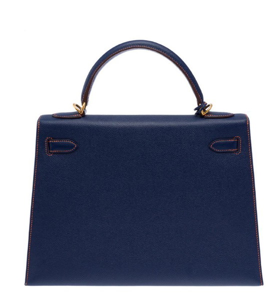 Image 1 of Borsa Hermes Kelly 32 En Cuir Bleu - 103430