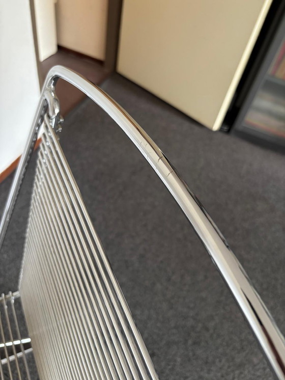 Image 1 of 4 vintage 1980s Till Behrens Kreuzschwinger wire steel chairs for Schlubach