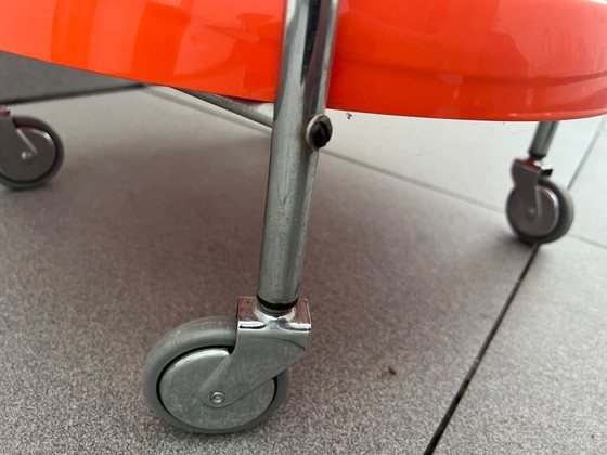 Image 1 of Rond, verchroomd plastic en metalen frame in spacestyle-stijl uit de jaren 80.