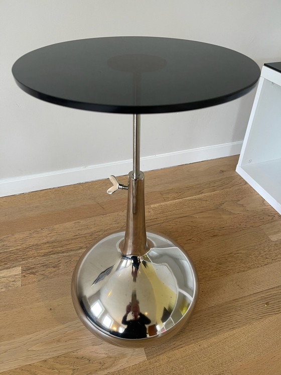 Verstellbarer Beistelltisch, Beistelltische, Glas, Metall, Silber (Foto 2 von 6)