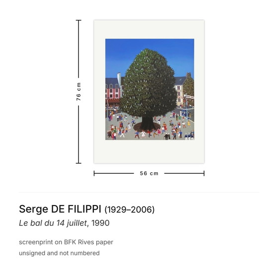 Image 1 of Serge DE FILIPPI Le bal du 14 juillet zeefdruk 1990