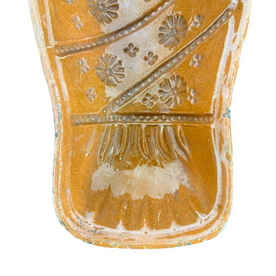 Antique French Terracotta Baby Cake & Pâté Mold Yellow, Decorative Objects, Ceramic, Orange (photo 7 of 7)