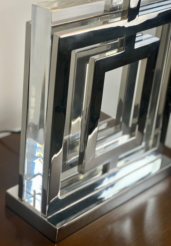 Image 1 of Lamp in art-decostijl van verchroomd aluminium en altuglas, jaren 2000.