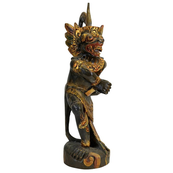 Antieke Balinese Kerishouder – Polychroom & Verguld Hout – 19e Eeuw – 61,5 cm – Kandelaars en kaarsen, Wood (photo 2 of 11)