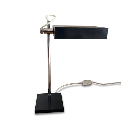 Lampe de bureau réglable chromée et noire de Kaiser Leuchte