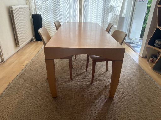 Vintage Molteni Dining Set – Pear Wood – Table + 4 Chairs – Approx. 30 Years Old – Molteni&C, eetkamerset, Textile