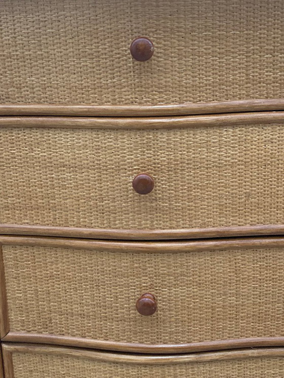 Image 1 of Vintage rattan sideboard with curved drawers, 1970s 