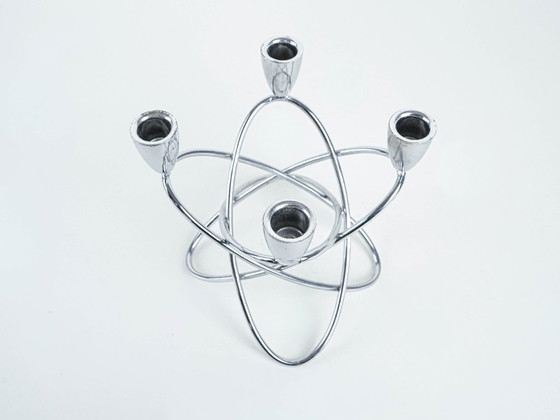Image 1 of Geometrischer Kerzenständer aus Metall, dänisches Design, 1960er Jahre, hergestellt in Dänemark