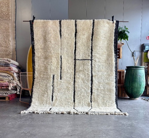Moroccan Beni Ourain Wool Rug 200x250 Cm – Large Berber Rug – Handmade Berber Wool Rug – vloerkleden en tapijten