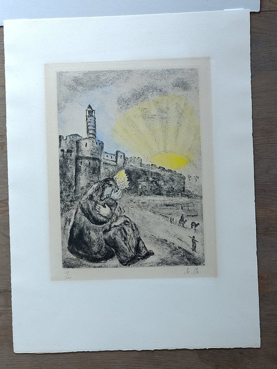 Image 1 of Marc Chagall ORIGINAL ETCHING 'David mourns Absolom' colored by Chagall himself