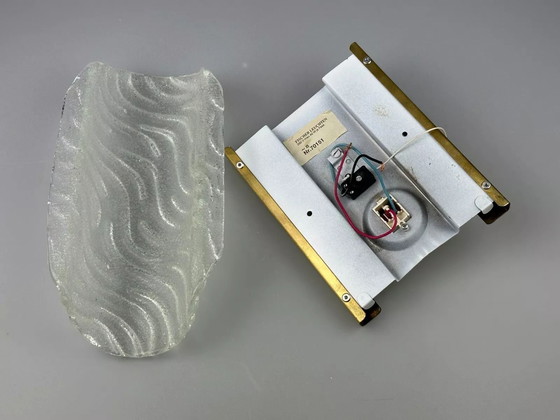 Image 1 of 60s 70s wall lamp Fischer Leuchten Germany Wall Sconce Ice Glass Design