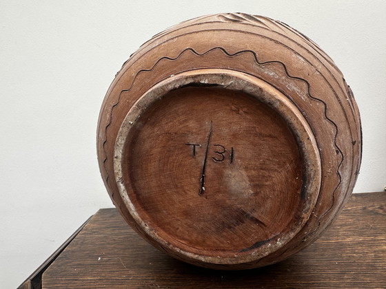 Image 1 of Vintage handmade ceramic planter H 19 cm / D 24 cm