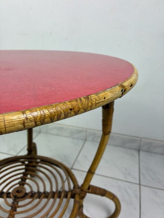 Tavolino vintage boho chic bambù formica, Tavolini, Rosso (foto 12 di 15)