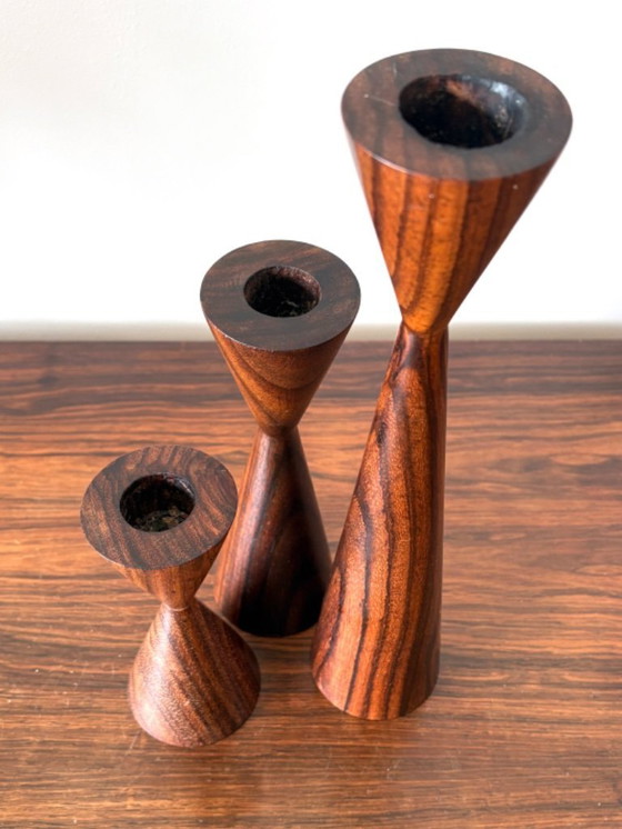 Image 1 of Candelieri in legno vintage di metà secolo, design danese anni '60/'70