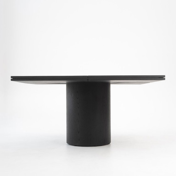 Image 1 of Table transformable ronde/carrée en chêne noir style Bauhaus