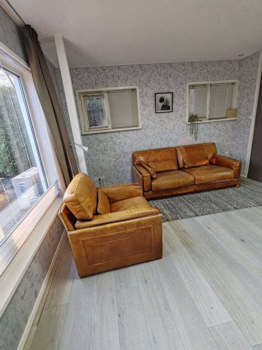 leather Arcon sofa and armchair set by Marco Milisich for Baxter