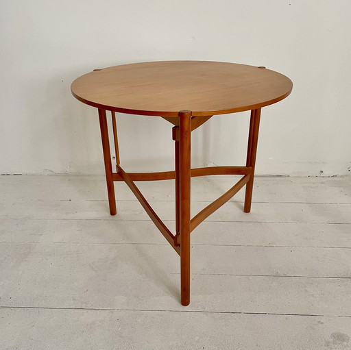 Bijzettafel, rond, hout en hout fineer, Zweeds design, vintage 
