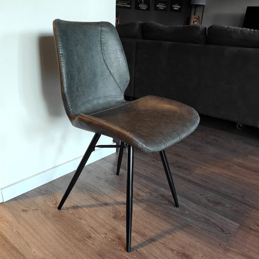 Set di 6 sedie da pranzo in similpelle PU antracite